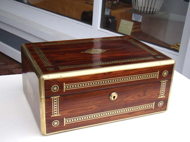 A lovely brass inlaid Antique Regency period Kingwood Dressing box circa 1820